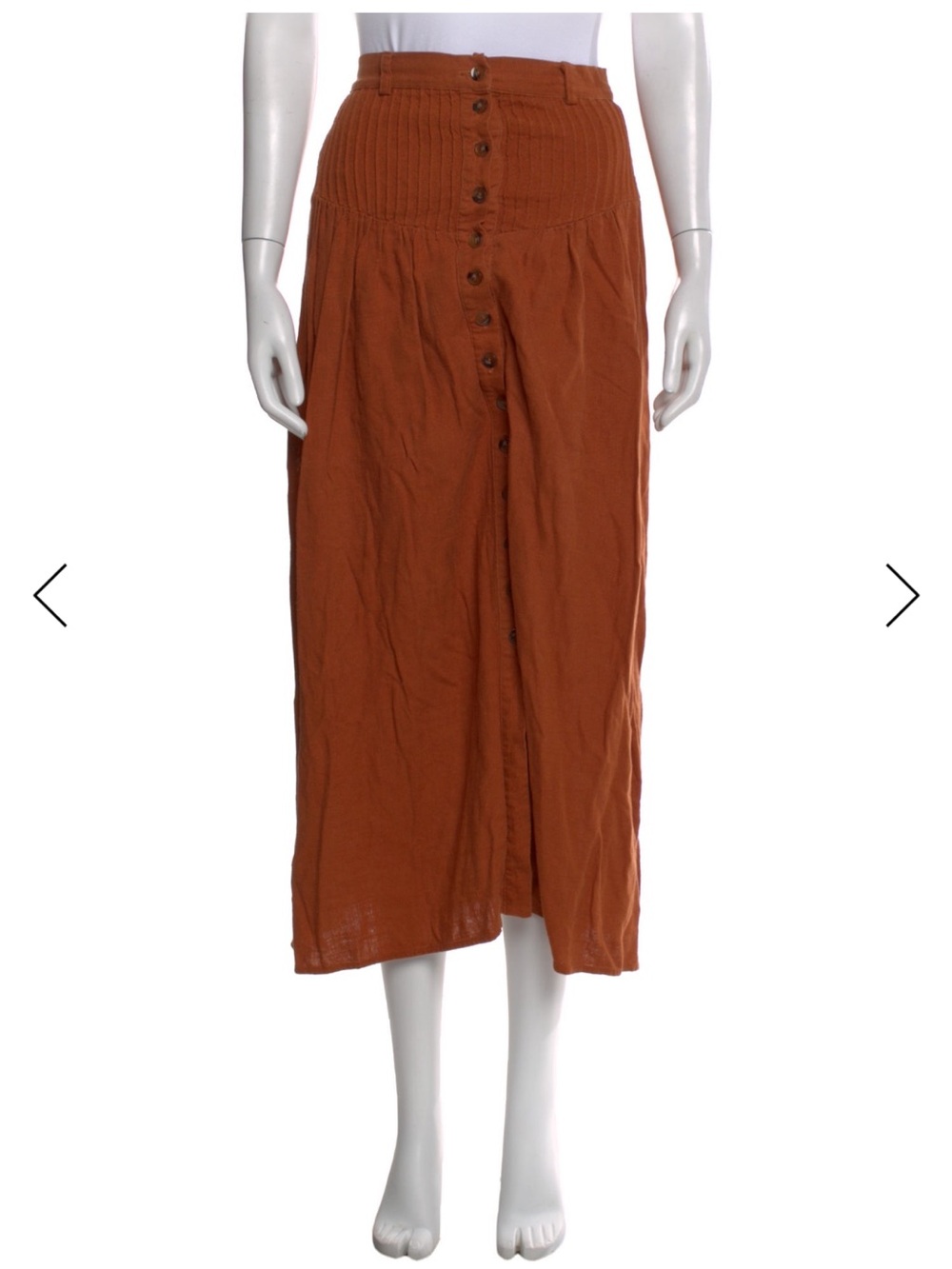 Spell Rani Rust Button-Front Maxi Skirt - Picture 3 of 5